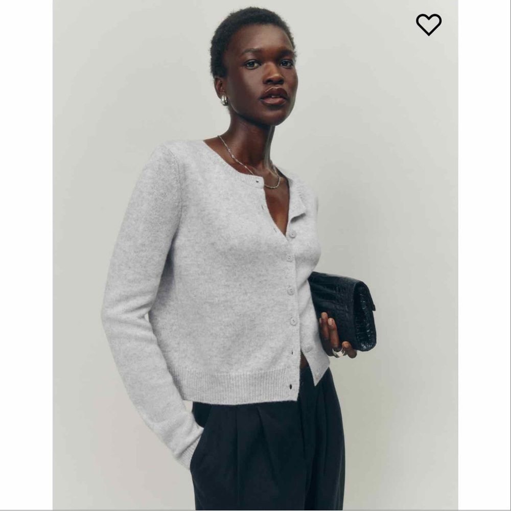Reformation Clara Cashmere Cardigan in Light Gray